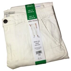 Ella Moss Women's Size 12 Cream (Egret) Wide Leg‎ Crop Pants ~  New with Tags!
